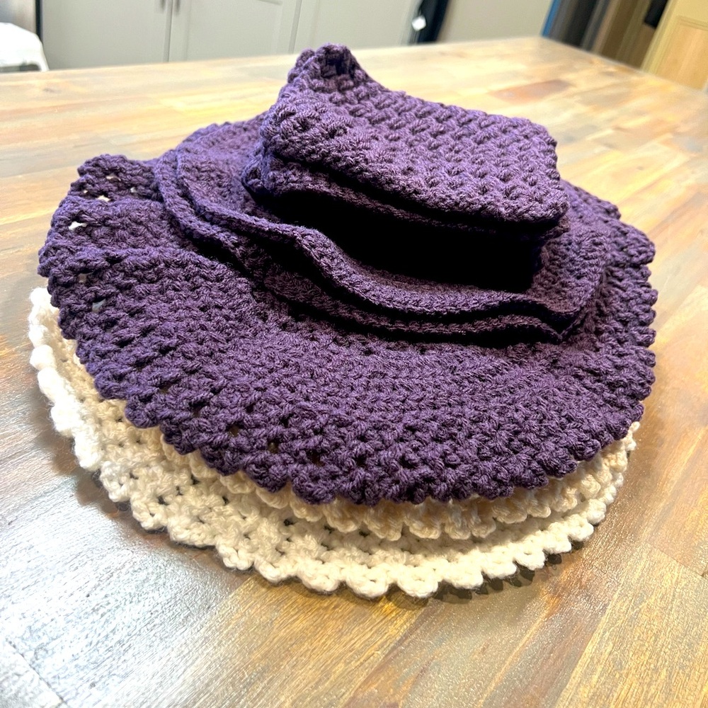 Handmade Crocheted Table Mats - Set of 3